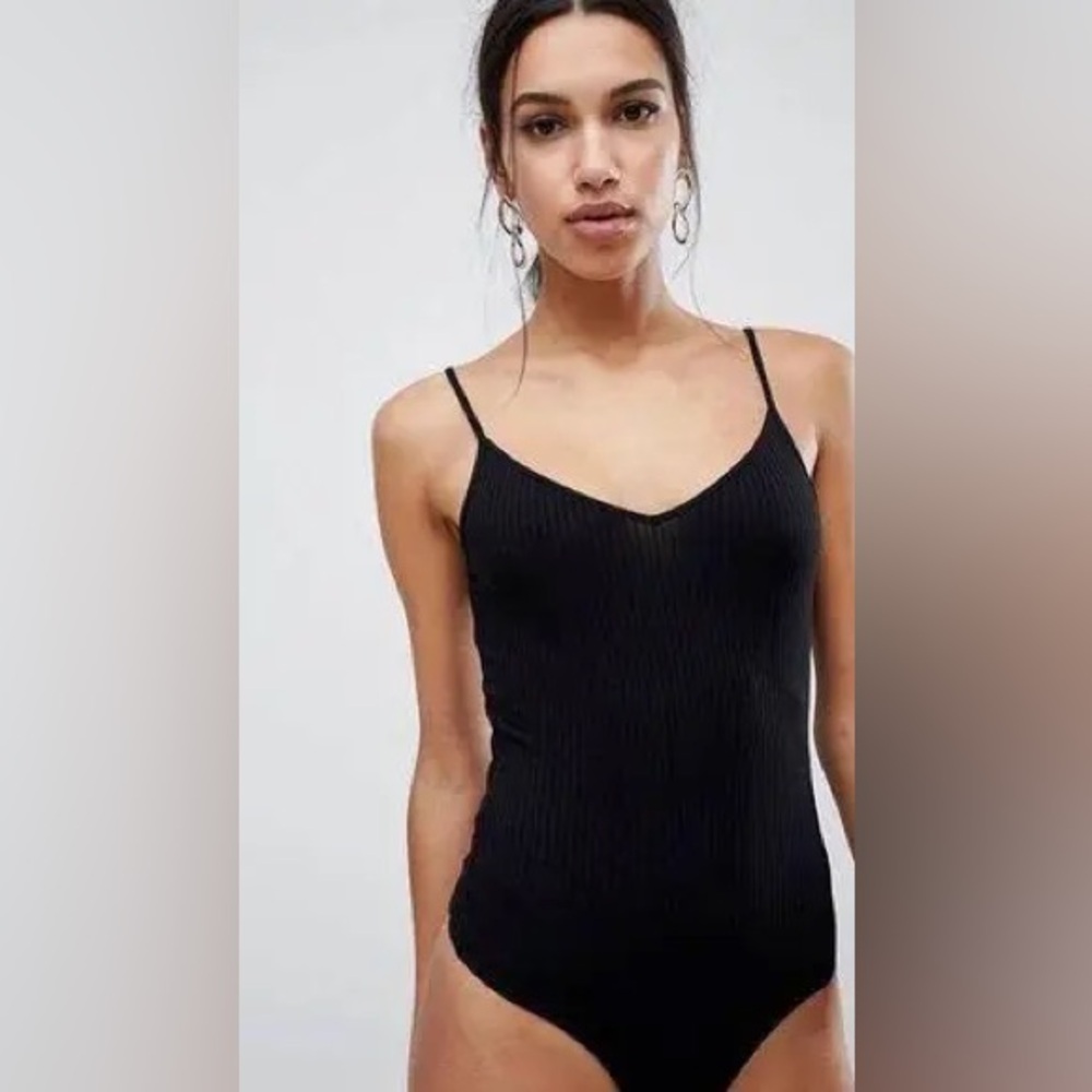 Black Ribbed Bodysuit